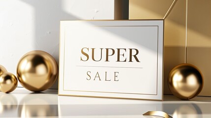 Elegant super sale sign with golden decor