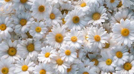 Full frame of natural chamomile flowers.