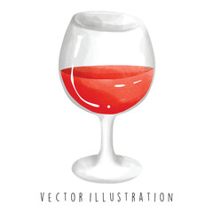 Watercolor Happy Hanukkah with wine. Vector Illustration