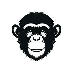 Vector Illustration of a Chimpanzee face in Silhouette