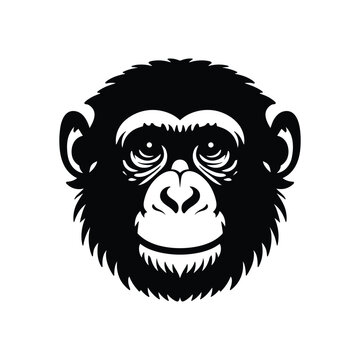 Chimpanzee Silhouette, Artistic Vector Rendering