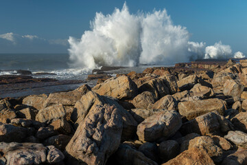 Stormy seas and massive waves crash on the Wild Coast South Africa