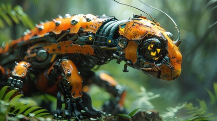 Explores the concept of fusing biology and electronics. Display the aesthetically pleasing combination of electronic and biological components.