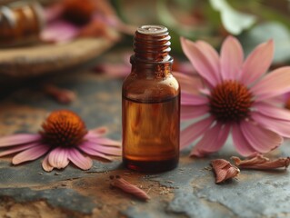 bottle with echinacea essential oil