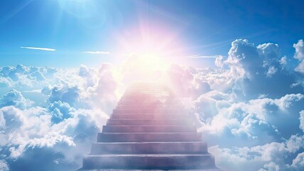 Fototapeta premium Religion, Background Stairway to Heaven. copy space - generative ai