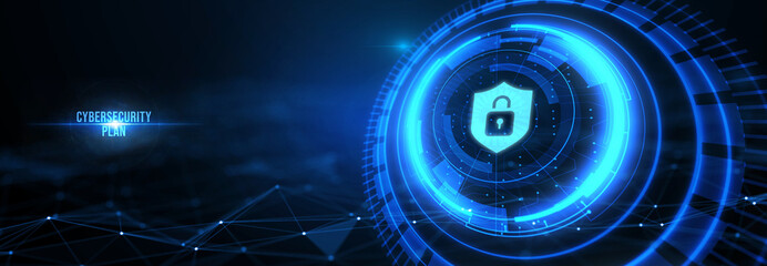 Cyber security data protection business technology privacy concept. CYBERSECURITY PLAN. 3d illustration