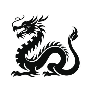 Silhouette of green wood chinese dragon symbol of the 2024 chinese new year