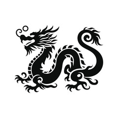 Majestic Dragon Silhouette of Green Wood Chinese Dragon, Symbolizing the 2024 Chinese New Year