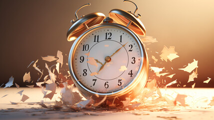 Broken ringing alarm clock deadline time - obrazy, fototapety, plakaty