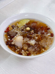 peach gum , sweet dessert in bowl