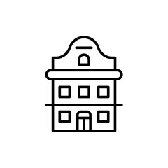 Vintage building outline icons, minimalist vector illustration ,simple transparent graphic element .Isolated on white background