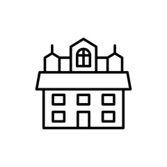 Vintage building outline icons, minimalist vector illustration ,simple transparent graphic element .Isolated on white background