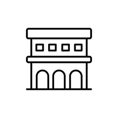 Vintage building outline icons, minimalist vector illustration ,simple transparent graphic element .Isolated on white background
