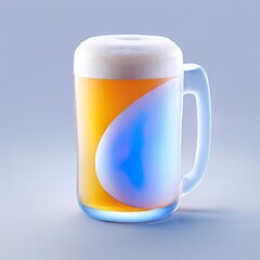 beer, ale, drink, alcohol, beverage, alcoholic, booze, icon, graphic, stylized, glass, translucent, transparent, symbol, frosted glass, glowing, lights, smooth, plastic, glossy

