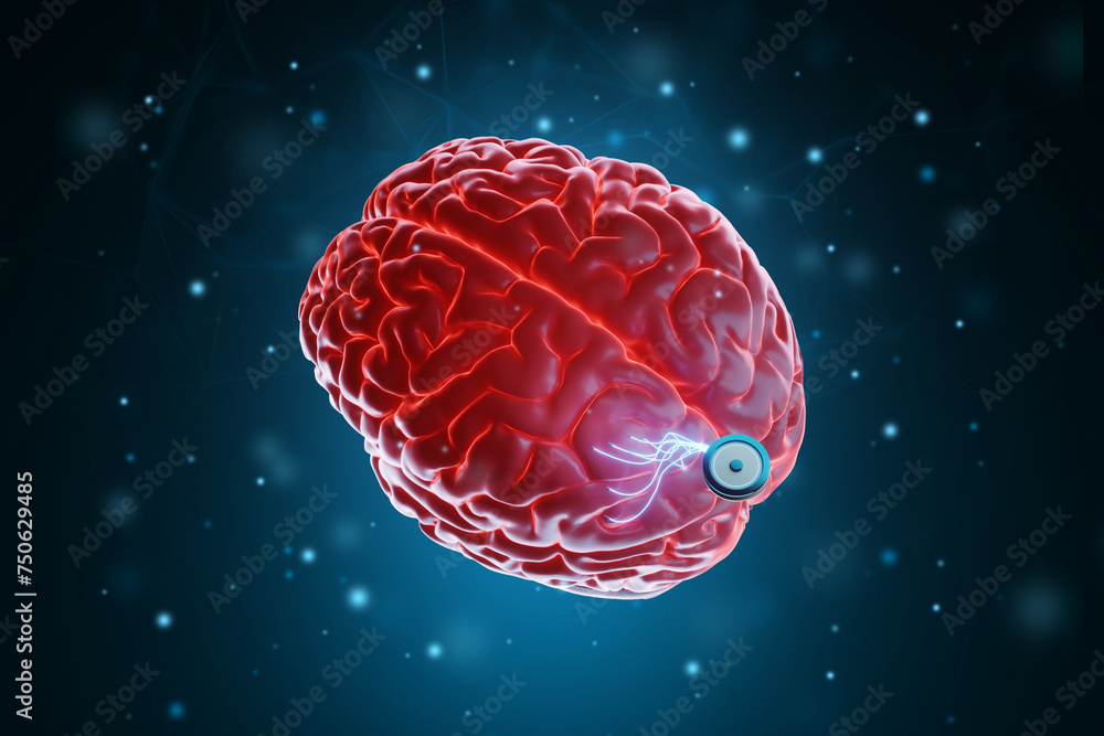 Aufkleber a chip implanted in the brain, neurotechnology, a microprocessor connected electrically to human neu