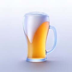 beer, ale, drink, alcohol, beverage, alcoholic, booze, icon, graphic, stylized, glass, translucent, transparent, symbol, frosted glass, glowing, lights, smooth, plastic, glossy
