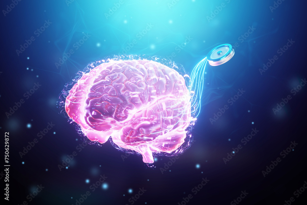 Aufkleber a chip implanted in the brain, neurotechnology, a microprocessor connected electrically to human neu
