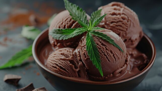 A bowl of rich, chocolate ice cream topped. Generative Ai