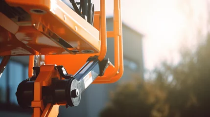 Foto auf Alu-Dibond Closeup hydraulic of boom lift. Orange articulated © Rimsha
