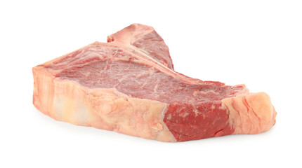 Raw t-bone beef steak isolated on white