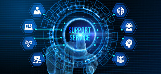 Business, Technology, Internet and network concept. Technical Support Center customer service. 3d illustration