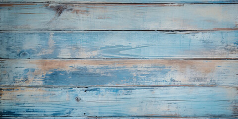 Obraz premium Wooden background with blue colored horizontal planks