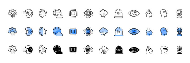 Bioengineering set. Virtual reality icons. Flat style. Vector icons