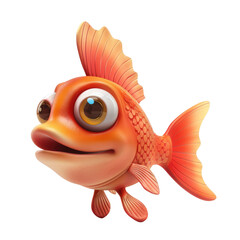 Fish, 3d icon of goldfish isolated on a transparent or white background, png