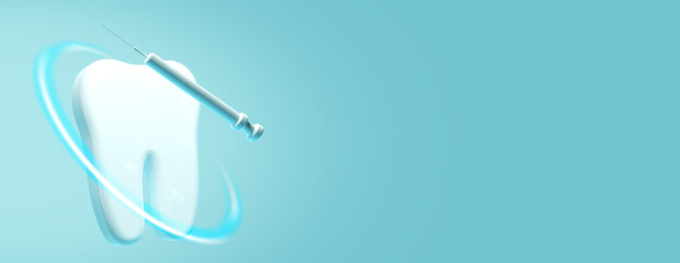 3d tooth and dentist medical doctor clinic dental concept in blue background, illustration rendering