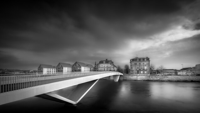 The Aisne river in flood at Soissons under the Passage des Anglais, France.