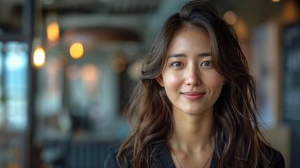 Obraz premium A close-up portrait of a successful Asian young woman