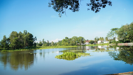 Fototapeta premium clean and beautiful lake in an Indonesian village