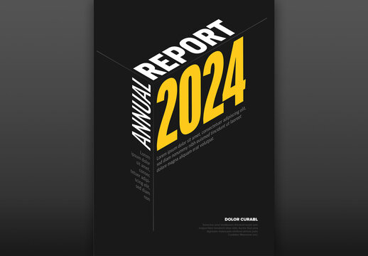 Blck and yellow modern annual report front cover page template with isometry 3d title