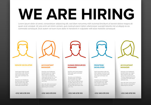 We are hiring minimalistic flyer template with blocks containing position names