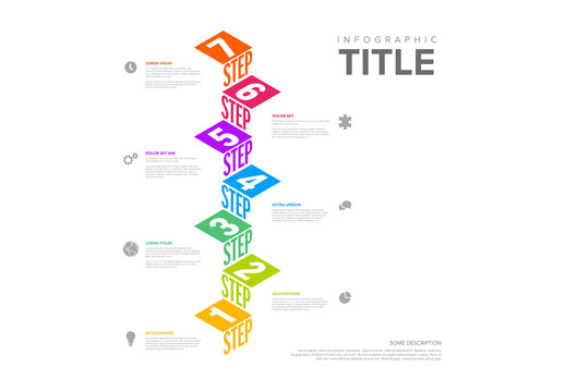 Isometry vertical steps template in two directions - multipurpose infographic