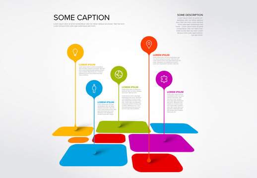 Multipurpose Infographic template with rounded square blocks and droplets pointers