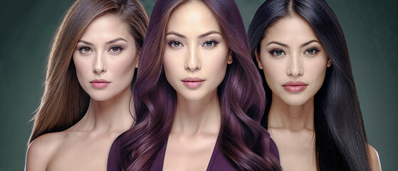 Fototapeta premium Diverse Beauty Women Showcasing Unity in Fashion Wallpaper Background Poster Card Brainstorming Fabric Model