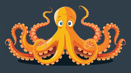 Octopus flat cartoon character Flat vector