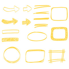 Hand drawn bubbles, frame, text box, underline, arrow set