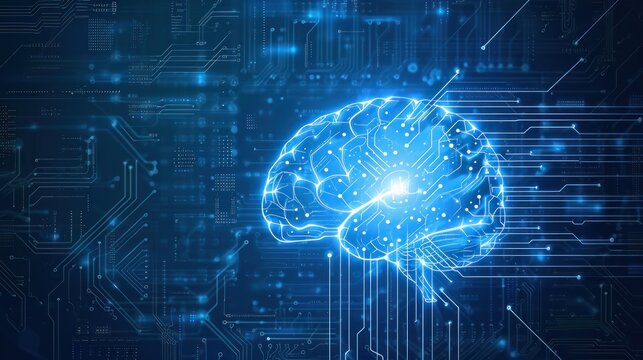 human brain on circuit board ,artificial intelligence and cyber space concept
