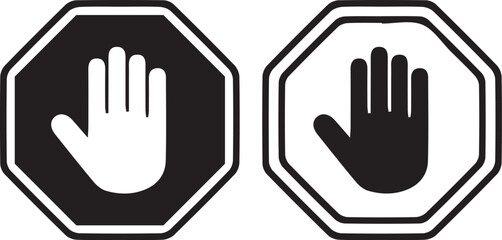 Stop road sign. hand stop sign and symbol. Stop icon vector. - obrazy, fototapety, plakaty