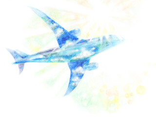 空色の飛行機　手描き