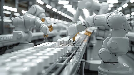 Robots Assembling Bottles in a Factory