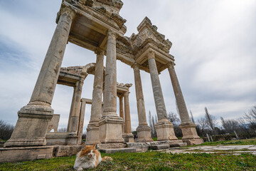 Scenic views from Afrodisias which  was a small ancient  Hellenistic city in the Caria,  was named...