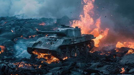 an old tank  in the lava 