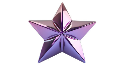 Shiny Purple Metallic Star Isolated On Transparent Background
