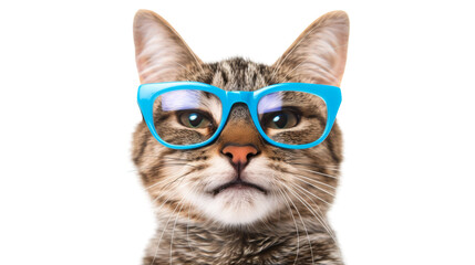 Naklejka premium Cat Wearing Blue Sunglasses Isolated On Transparent Background