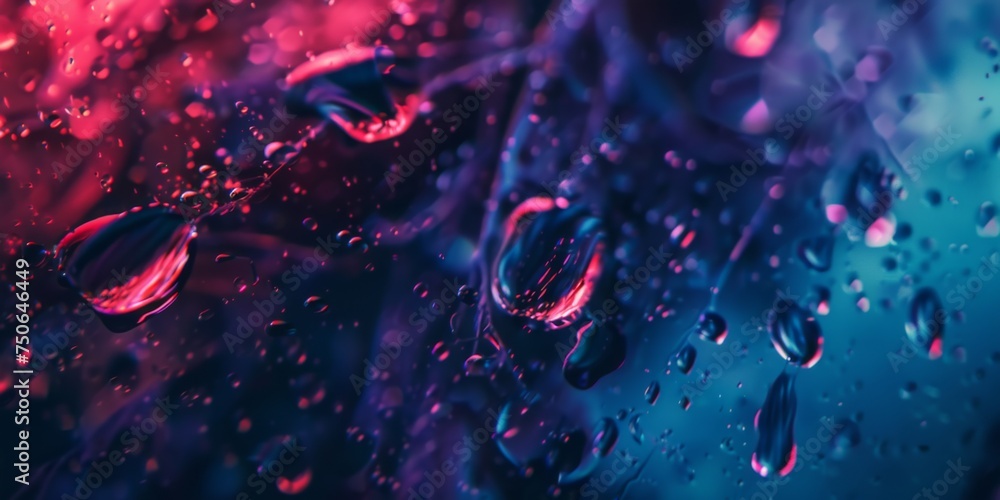 Poster colorful water droplets reflecting light create an abstract and vibrant background full of texture a