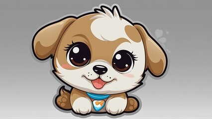 Happy Cartoon Puppy on background