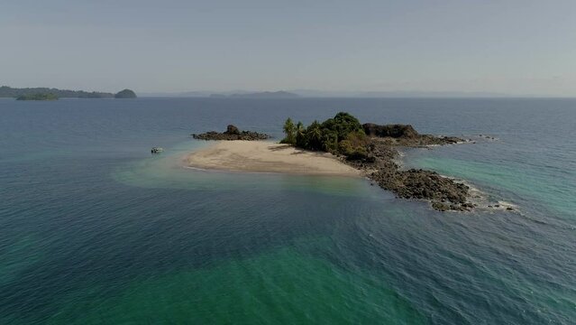  Aerial view of Granito de Oro island, Coiba National Park, Panama, Central America - stock video
